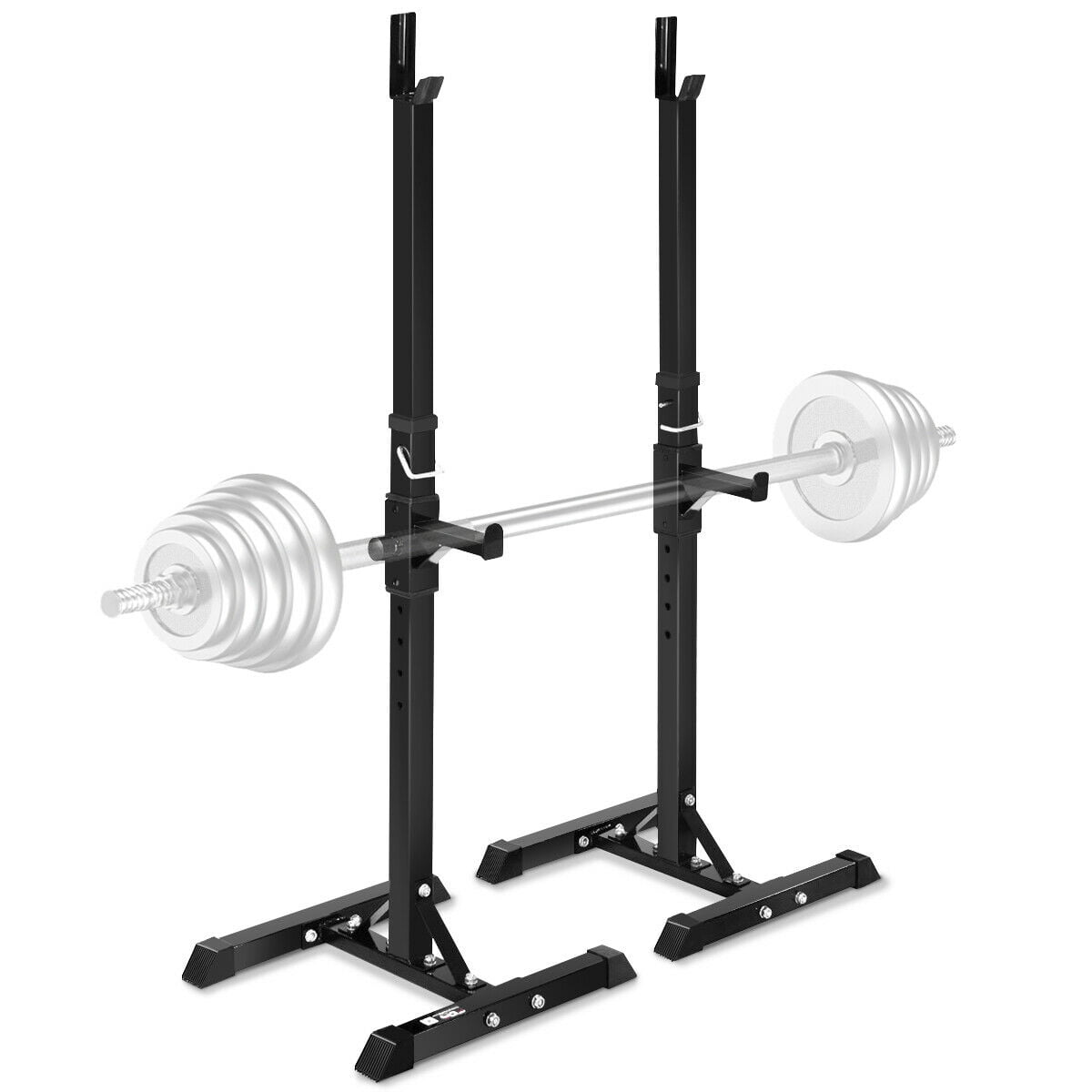 costway pair of adjustable standard solid steel squat stands barbellcostway pair of adjustable standard solid steel squat stands barbell free press bench walmart com